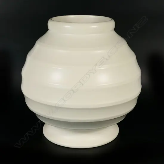 Crown Lynn large 'Hand Potted' shape 14 white glazed vase,