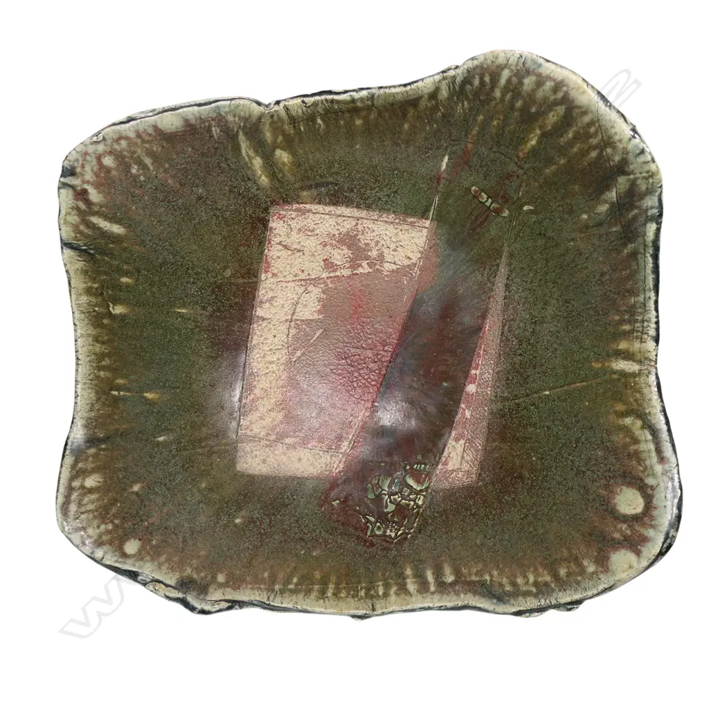 George Kojis (USA/NZ 1942-) large stoneware square footed dish, Image 1++