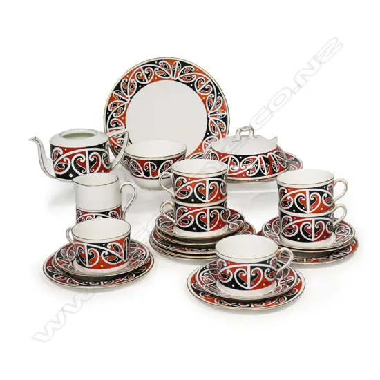 Royal Doulton 'Māori Art' 23 piece luncheon tea set,