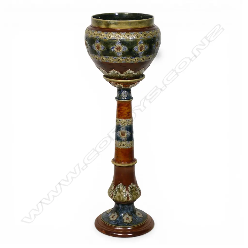 Royal Doulton late 19thC stoneware large jardinière on stand, Image 1++