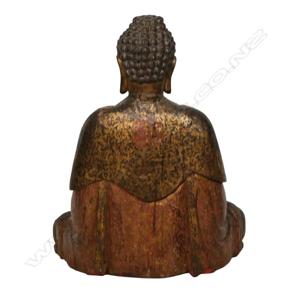 A vintage wooden and gildeed Buddha, Image 1++