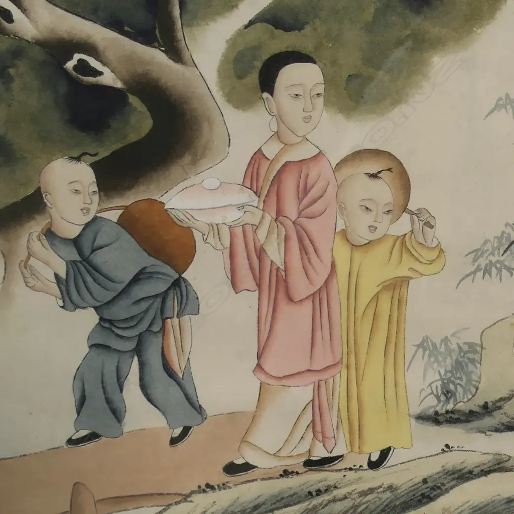 Two very large old Chinese traditional watercolour paintings, Image 1++