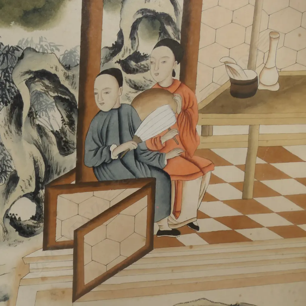 Two very large old Chinese traditional watercolour paintings, Image 1++