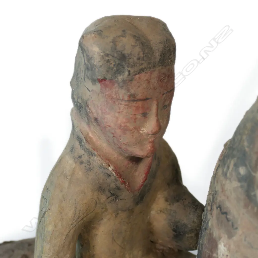 A reputed Han Dynasty pottery horse torso and rider, Image 1++