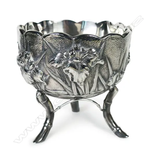 A c.1900 Japanese Meiji silver quality raised bowl by Konoike,
