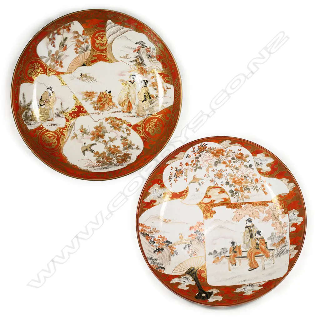 A pair of large 19thC Japanese Kutani charges, Image 1++