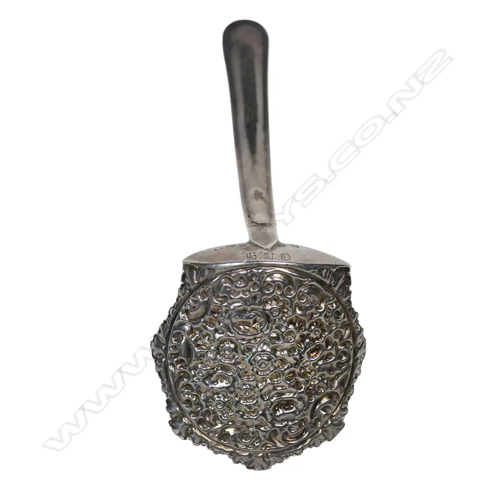 George IV silver caddy shovel spoon, Image 1++