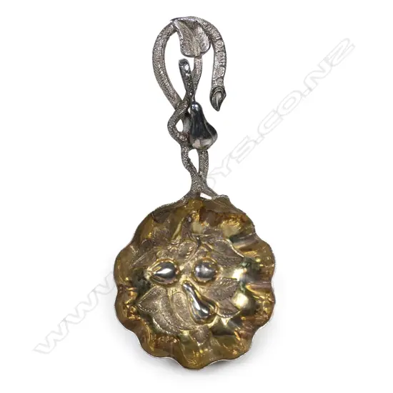 A fine William IV naturalistic sterling silver caddy spoon,