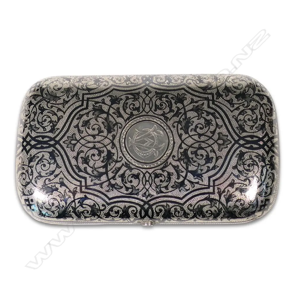 19thC Russian niello silver cigar case, Image 1++