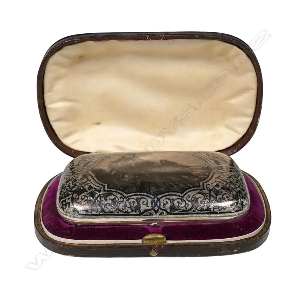 19thC Russian niello silver cigar case, Image 1++