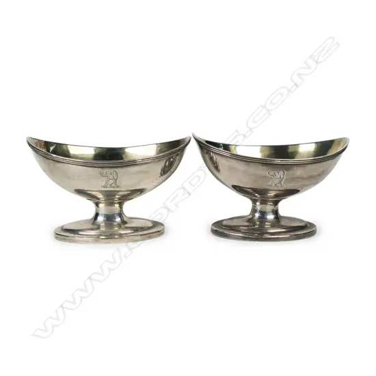 A pair of George III silver pedestal salts,