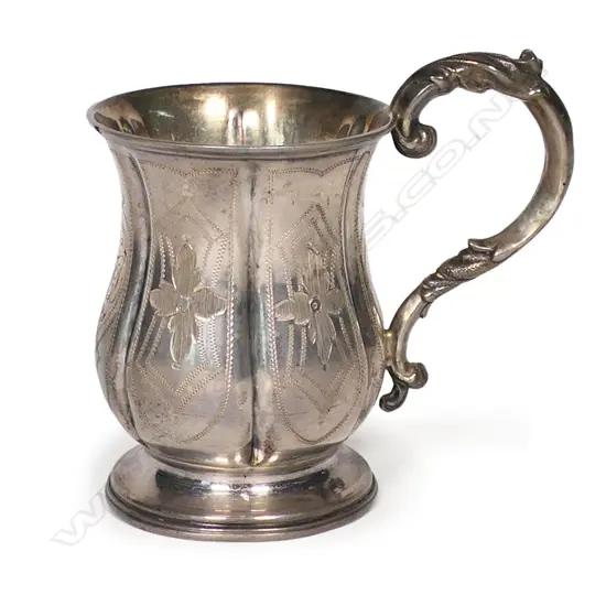 A quality Victorian silver baluster christening mug,