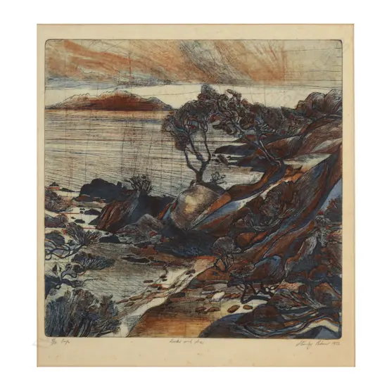 Stanley Palmer (NZ 1936-) 'Rocks and Sea',