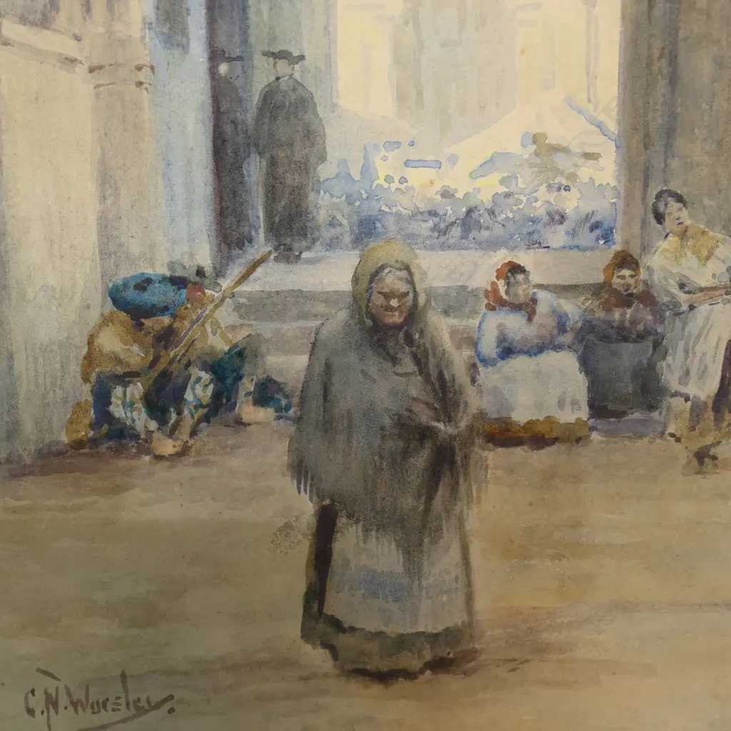 Charles Nathaniel Worsley (NZ1862 - 1923) 'A Spanish Market', Image 1++