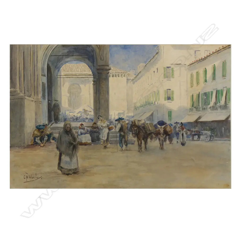 Charles Nathaniel Worsley (NZ1862 - 1923) 'A Spanish Market', Image 1++