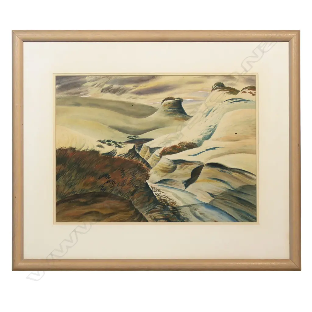 E. Mervyn Taylor (NZ 1906-64) untitled Rangipo Desert Waikato Stream, Image 1++