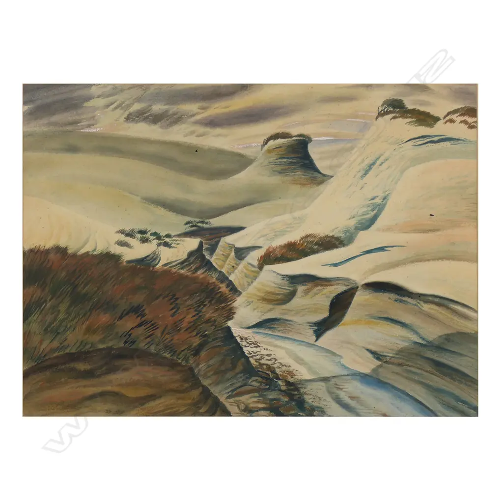 E. Mervyn Taylor (NZ 1906-64) untitled Rangipo Desert Waikato Stream, Image 1++