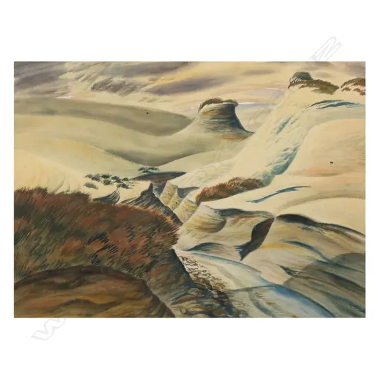 E. Mervyn Taylor (NZ 1906-64) untitled Rangipo Desert Waikato Stream,