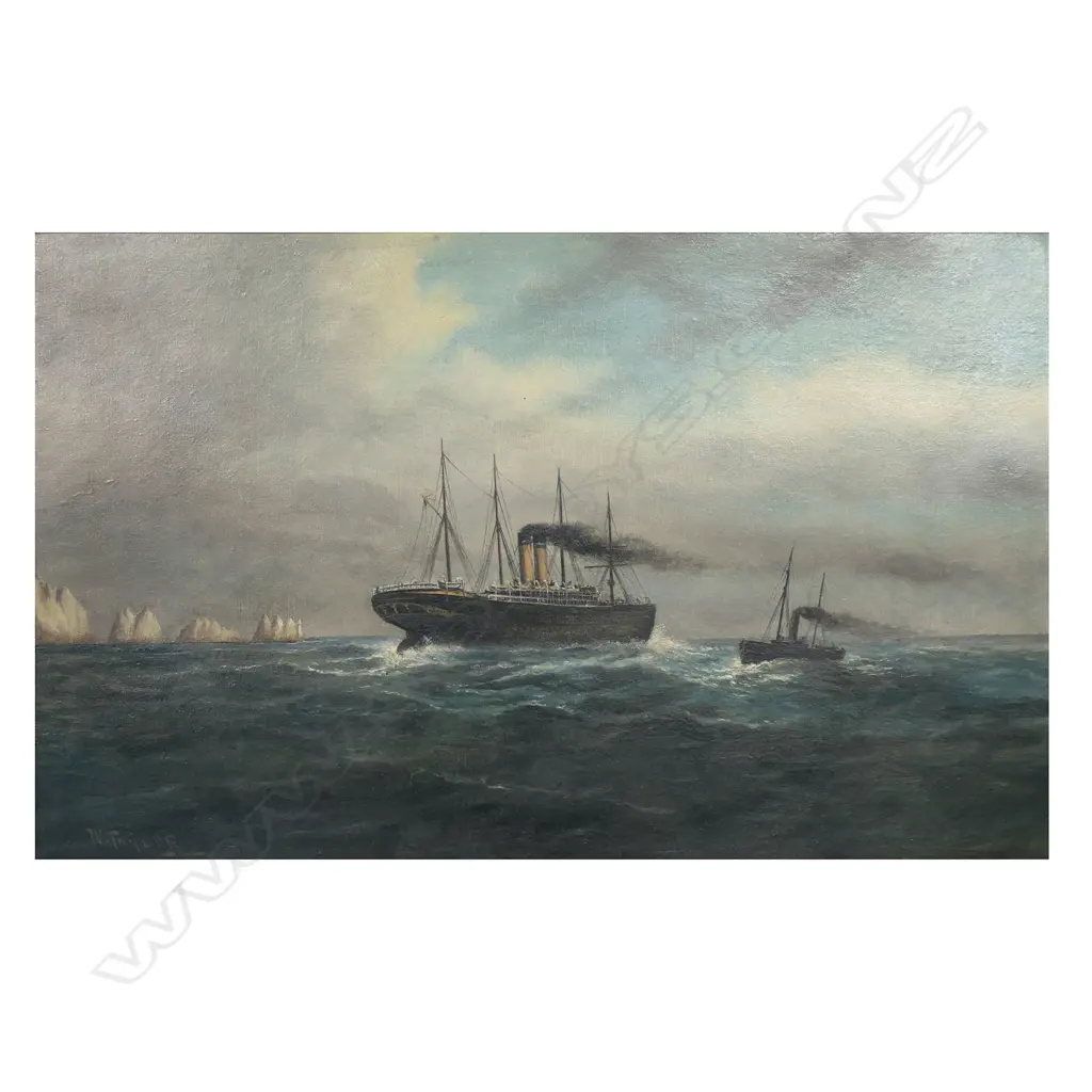 William Taylor (Early 20thC) untitled steam boat and icebergs, Image 1++