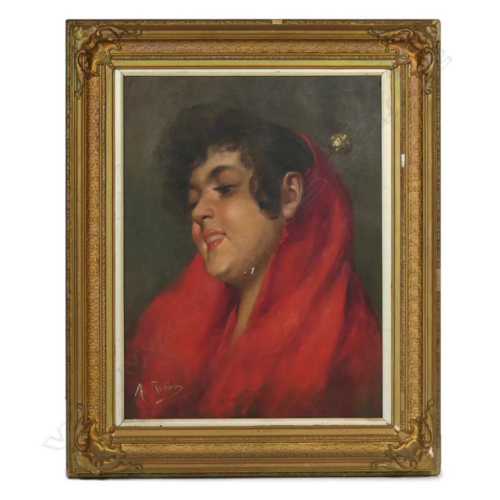 Anthony Dattilo Rubbo (Italy/Aus.1870-1955) Lady in Red, Image 1++