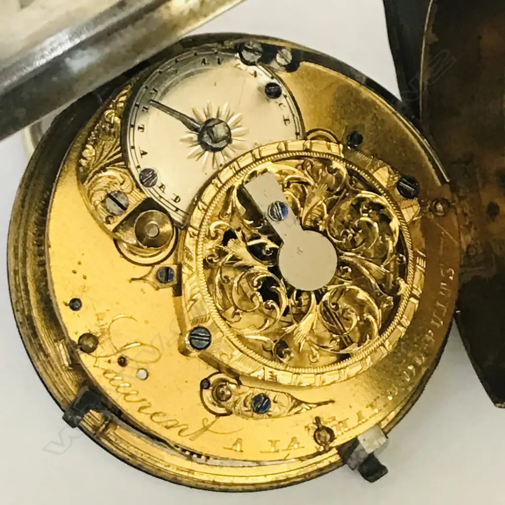 French early 19thC silver consular cased pocket watch, signed Laurent, a la Haye-du-Puits (Normandy) Image 1++