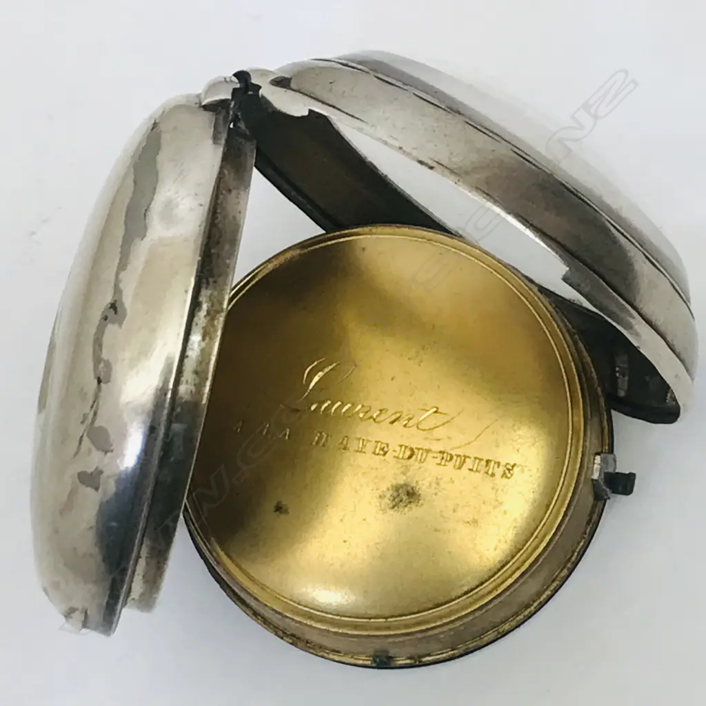 French early 19thC silver consular cased pocket watch, signed Laurent, a la Haye-du-Puits (Normandy) Image 1++