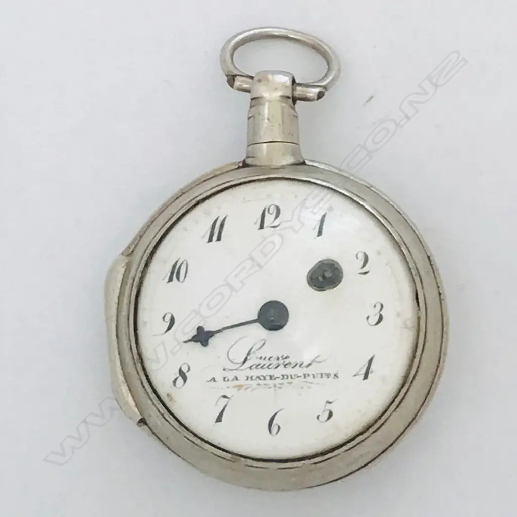 French early 19thC silver consular cased pocket watch, signed Laurent, a la Haye-du-Puits (Normandy) Image 1++