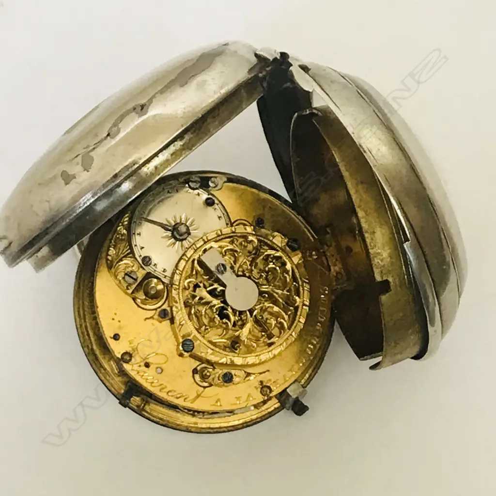 French early 19thC silver consular cased pocket watch, signed Laurent, a la Haye-du-Puits (Normandy) Image 1++