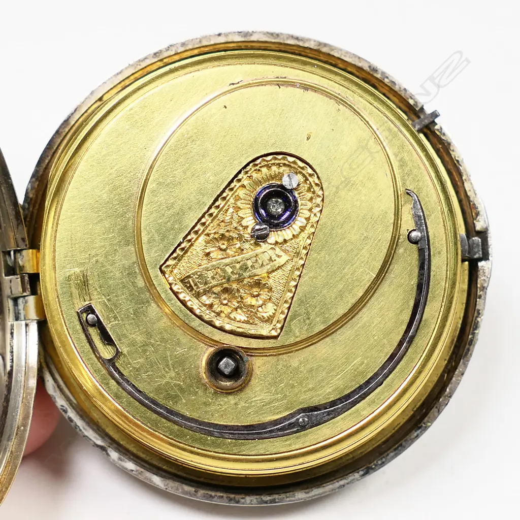 A silver pair cased open face pocket watch, Image 1++