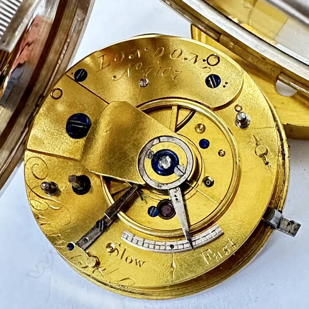 Substantial Victorian silver cased open face pocket watch, the keywind movement of earlier period by Barwise, London, number 7107 Image 1++