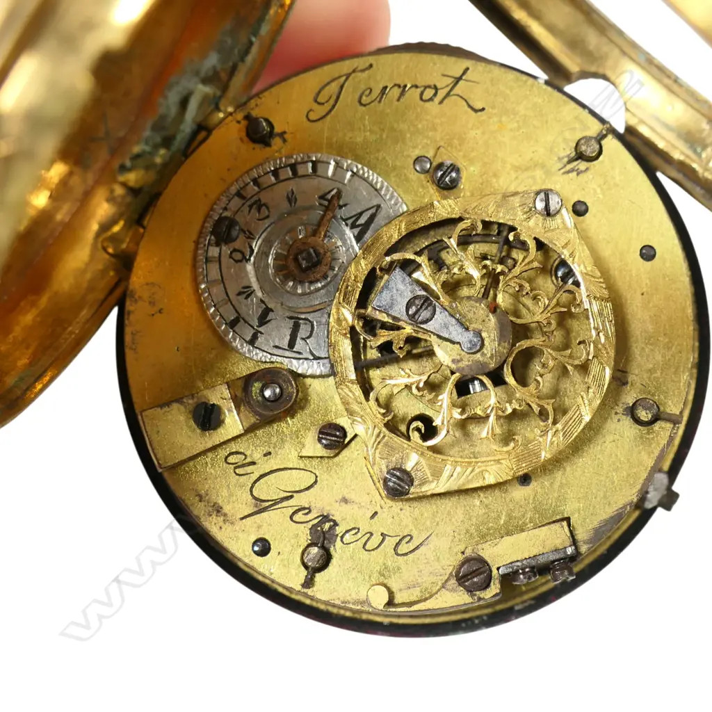 An 18thC Swiss Philippe Terrot verge fusee pocket watch, Image 1++