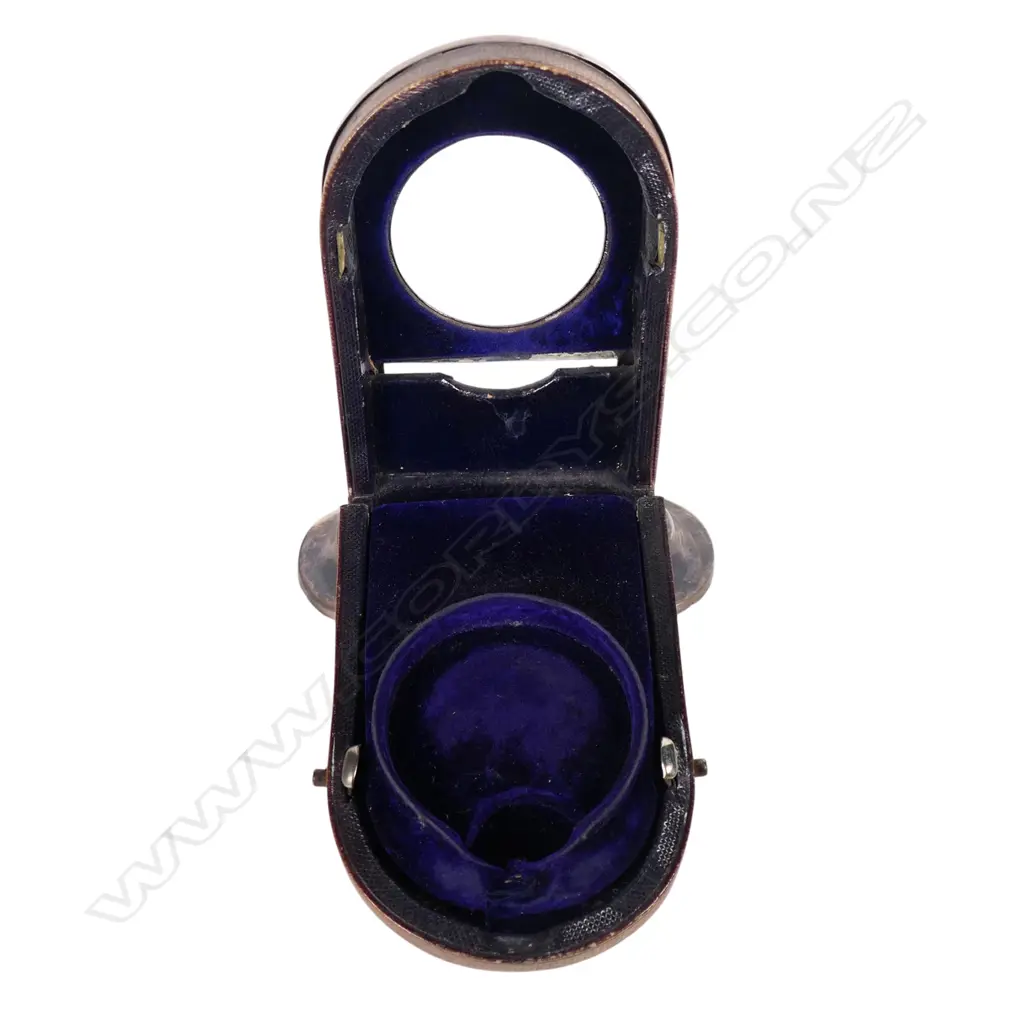 Edwardian silver and leather pocket watch desk stand, Image 1++