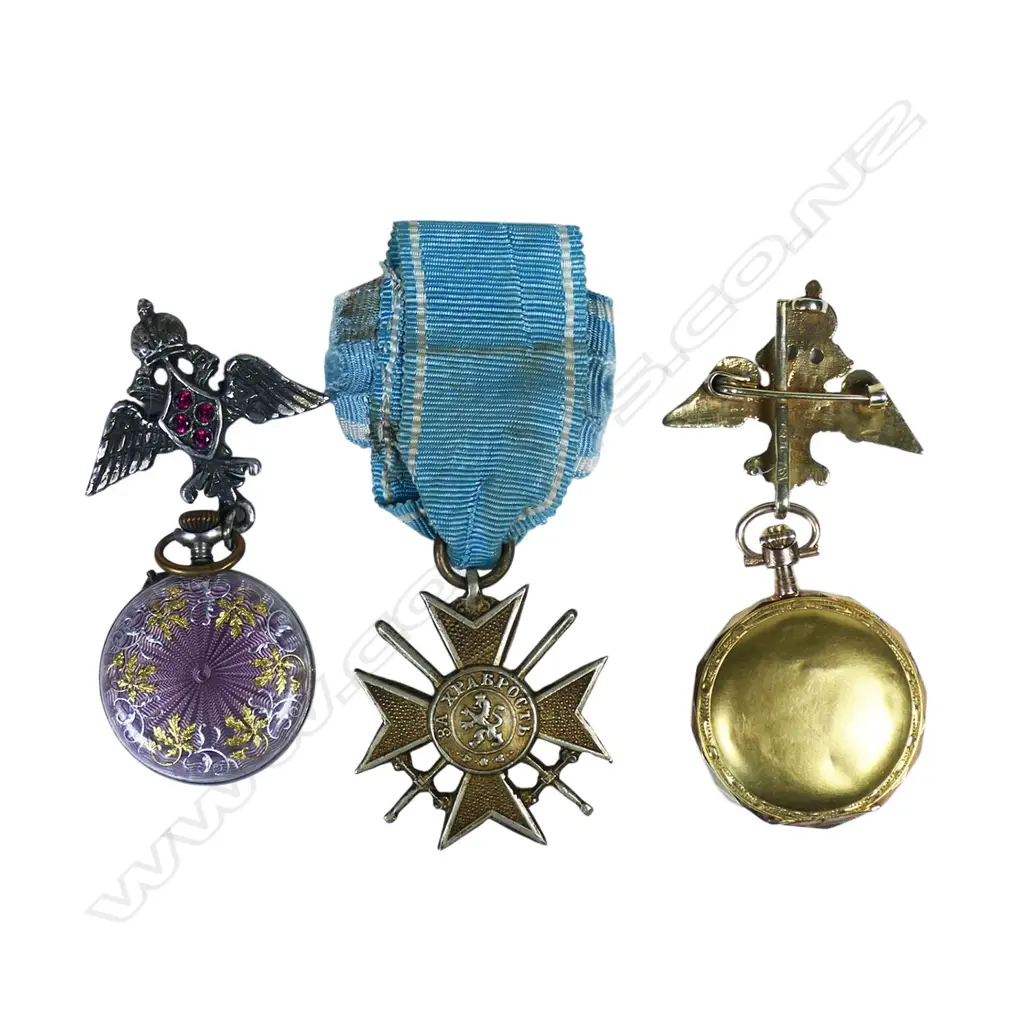 A collection of two watches plus medal and photos with links to Paul Bure (Павел Буре) 'Provider to the Russian Imperial Family Tzar Alexander', Image 1++