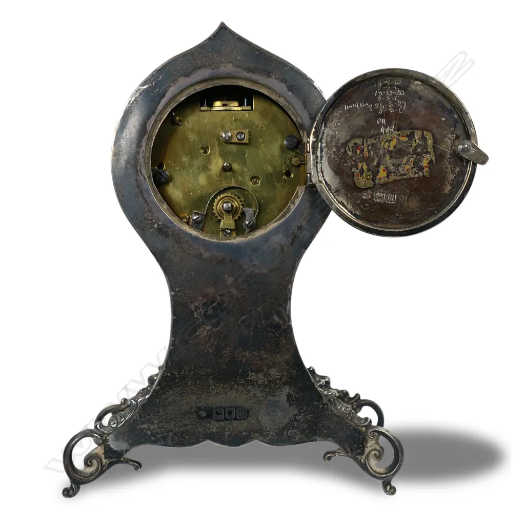 Early 20thC silver balloon form mantle clock, Image 1++