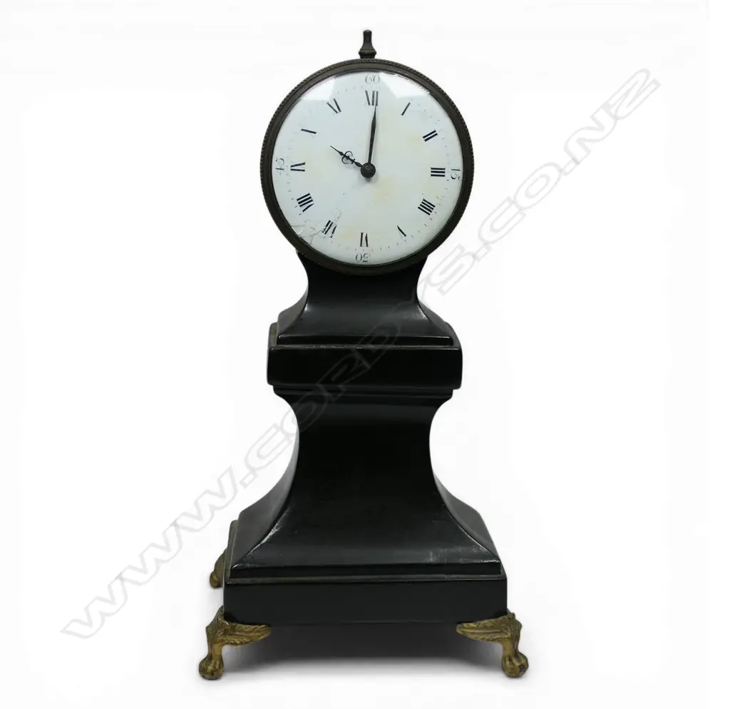 Regency ebonised verge desk clock by Eihclir of London, Image 1++