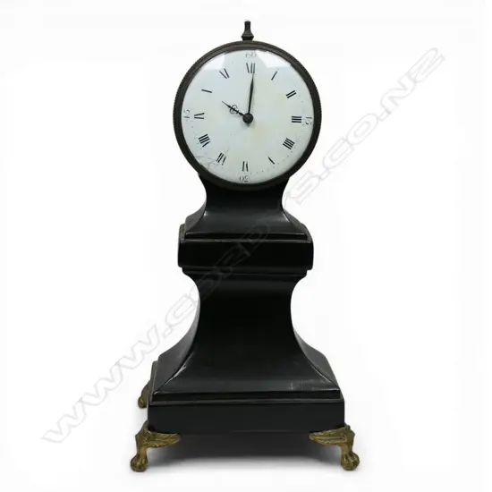 Regency ebonised verge desk clock by Eihclir of London,