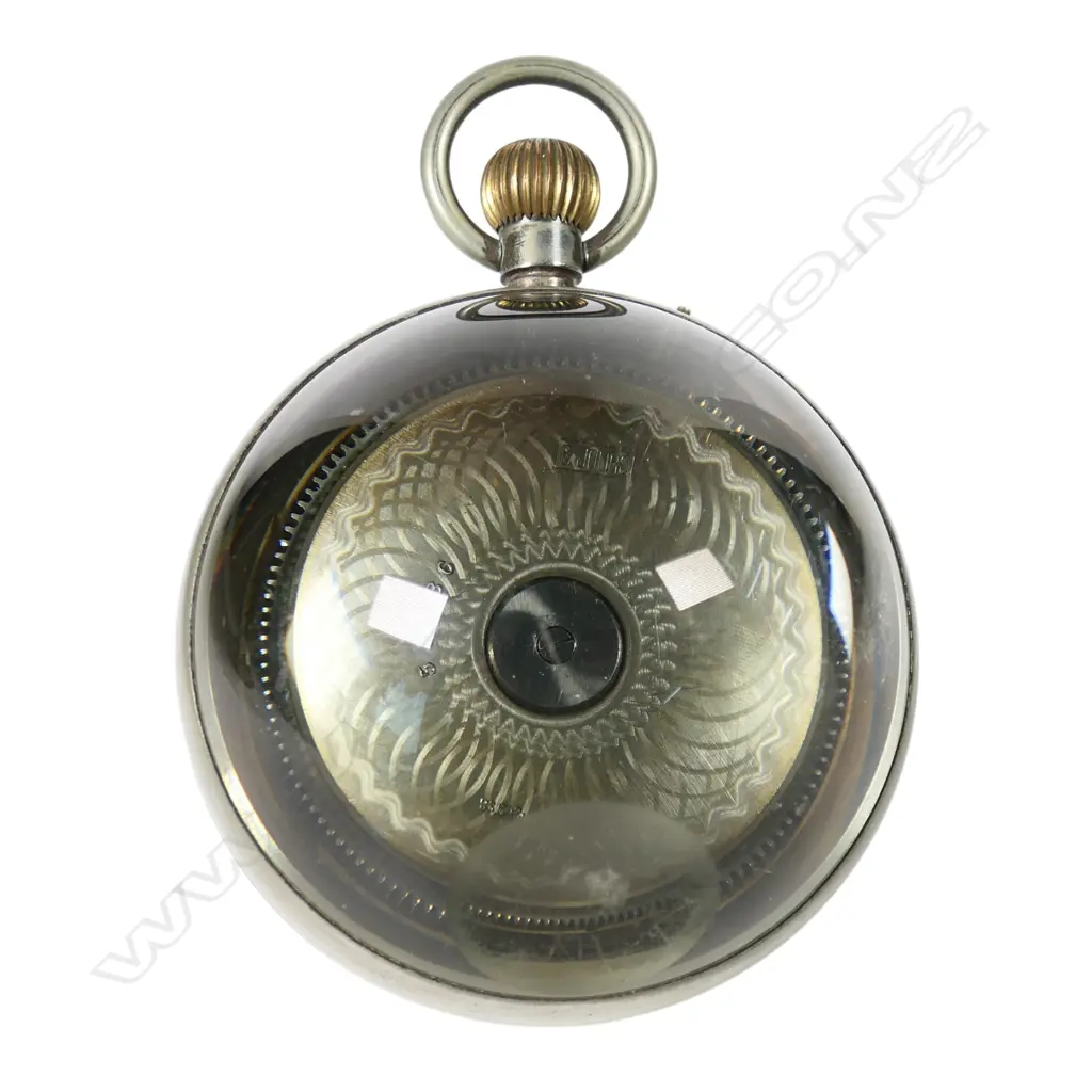 An early 20thC 8 day Swiss glass and white metal ball desk clock, Image 1++