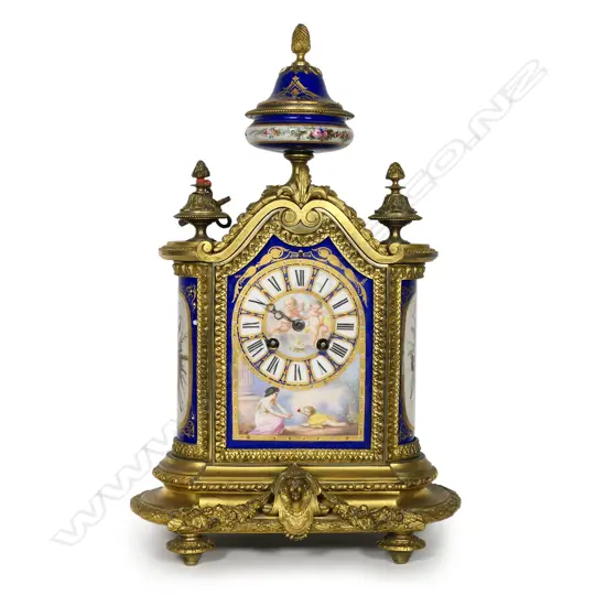 A 19thC French ormolu mantel clock,