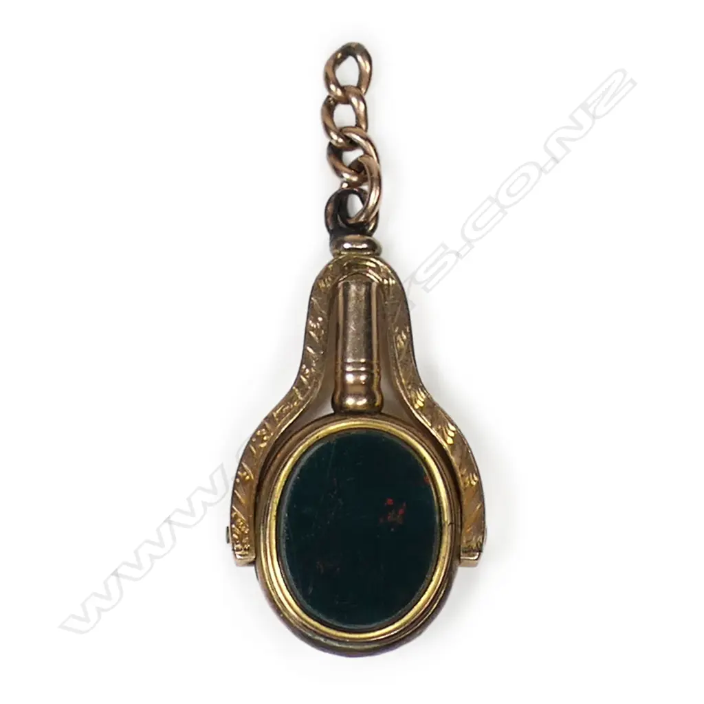 A late Victorian 9ct gold watch key spinner fob, Image 1++