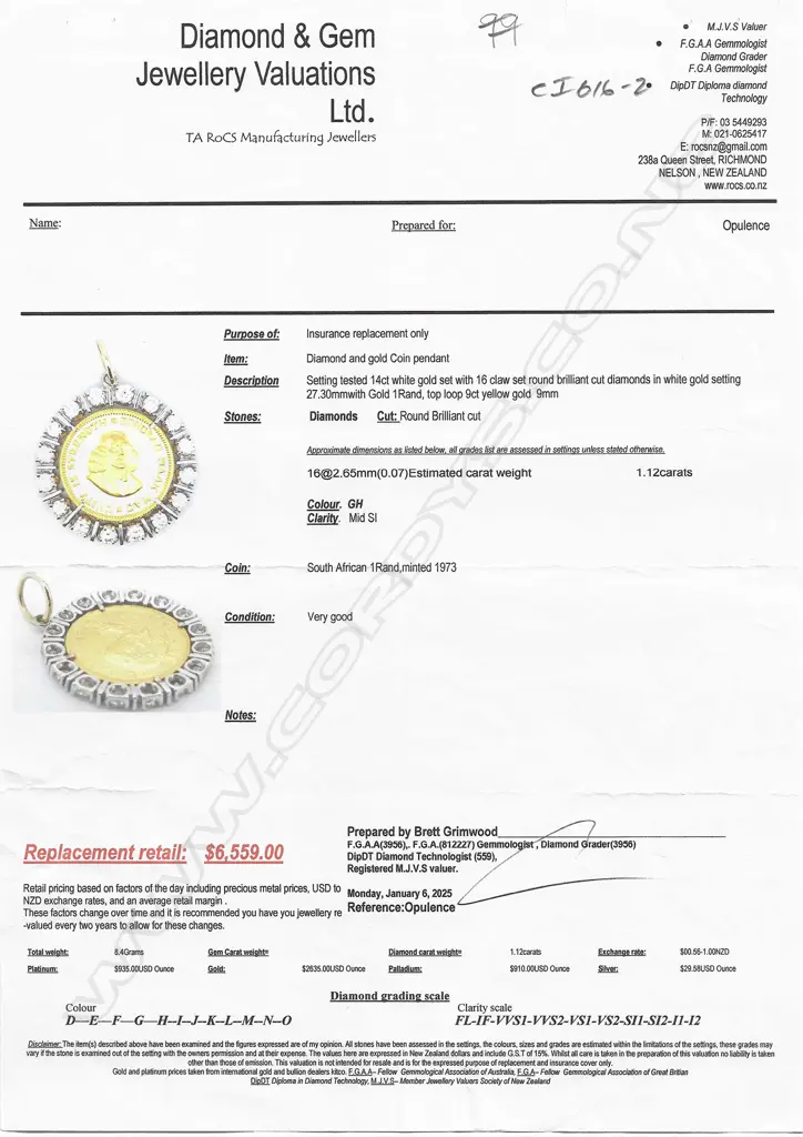 A gold coin and diamond 18ct white gold pendant, Image 1++