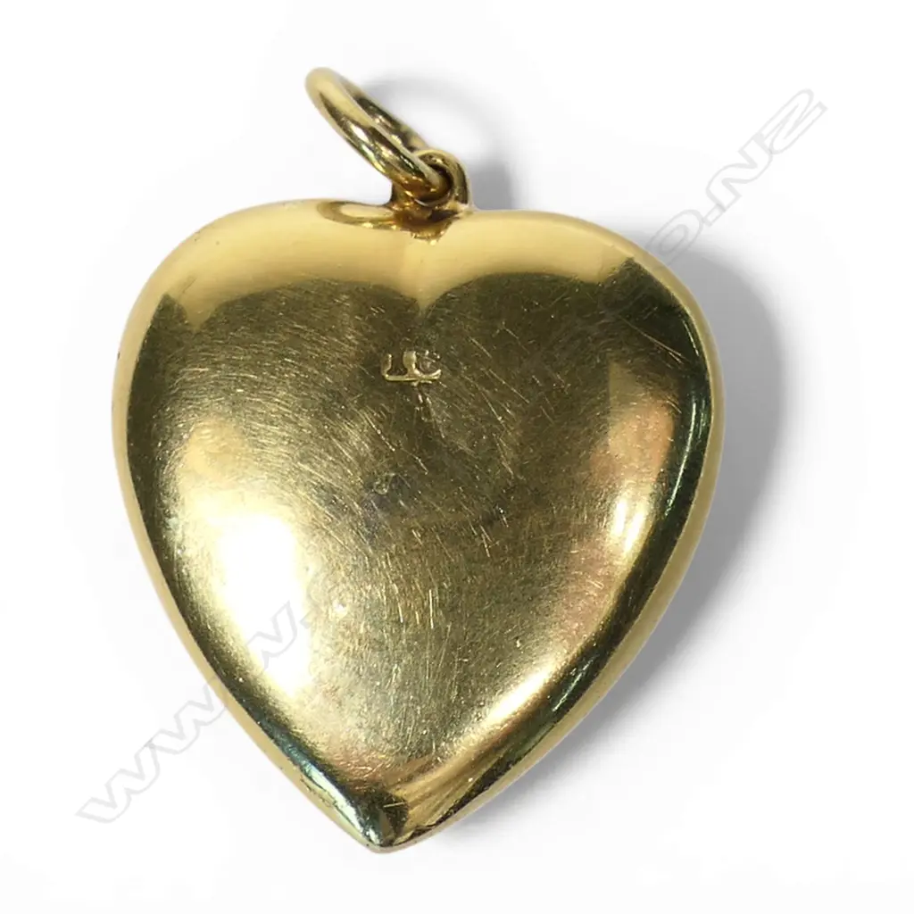 Quality 19thC 18ct gold and Essex crystal heart pendant, Image 1++