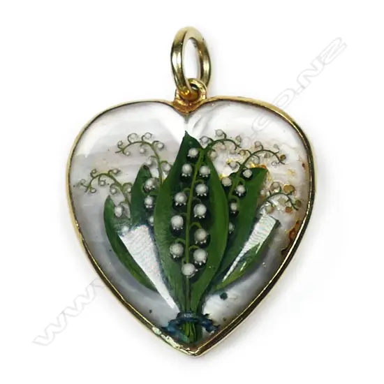 Quality 19thC 18ct gold and Essex crystal heart pendant,