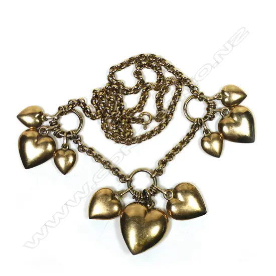 A 9ct gold multi heart necklace,