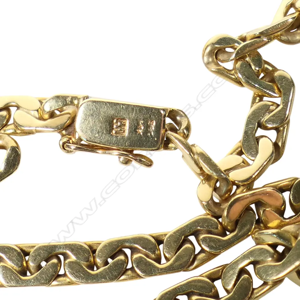 A 14ct gold flat curb link chain, Image 1++
