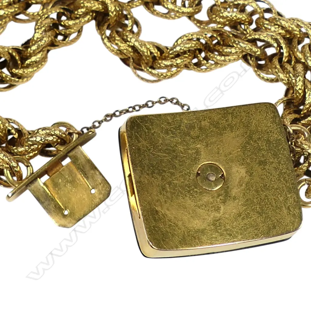 A Victorian 18ct gold onyx and pearl bracelet, Image 1++