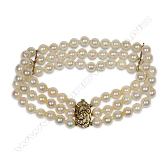 A 14ct gold diamond and pearl bracelet,
