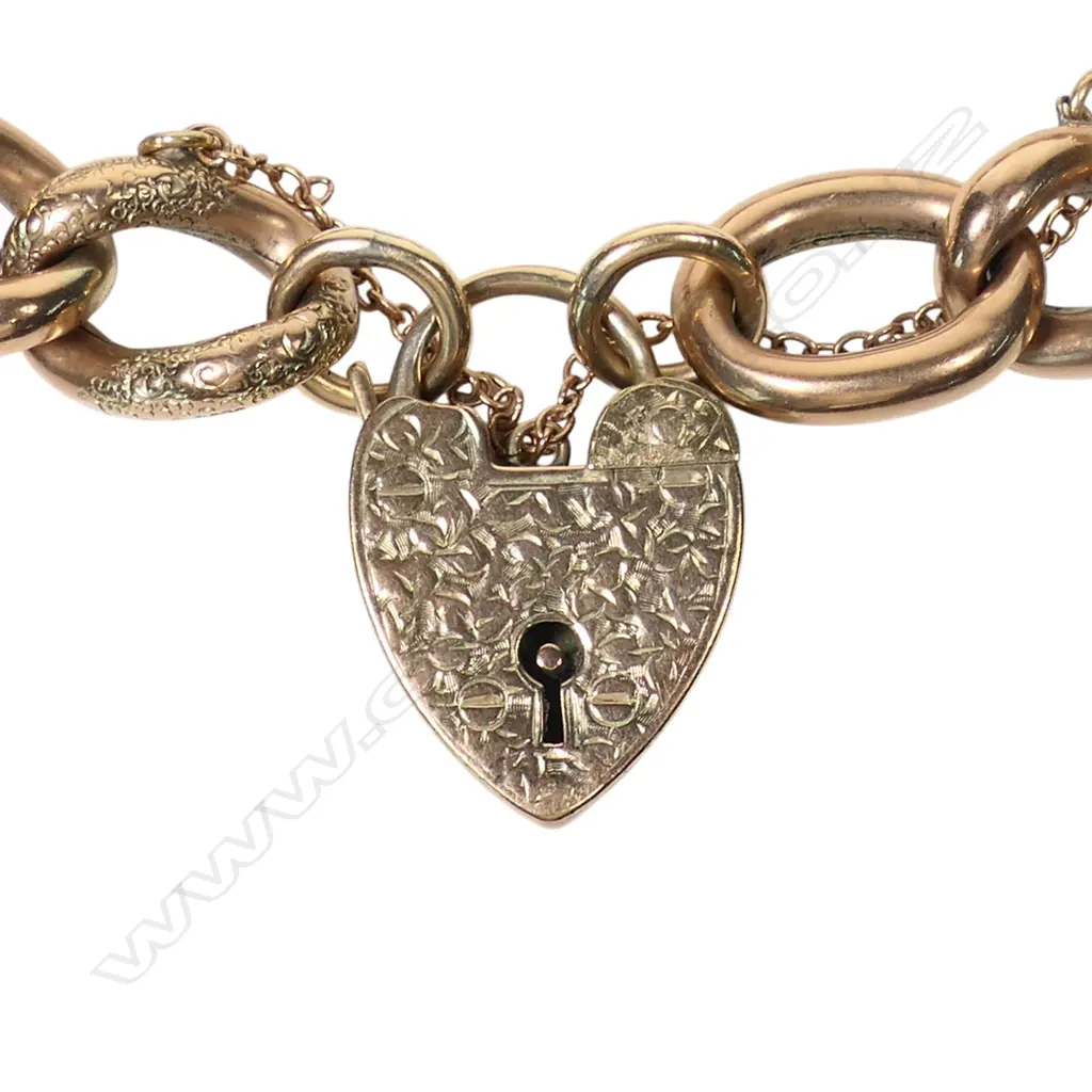 A Victorian 9ct rose gold Night/Day curb link bracelet, Image 1++