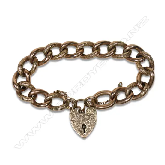 A Victorian 9ct rose gold Night/Day curb link bracelet,