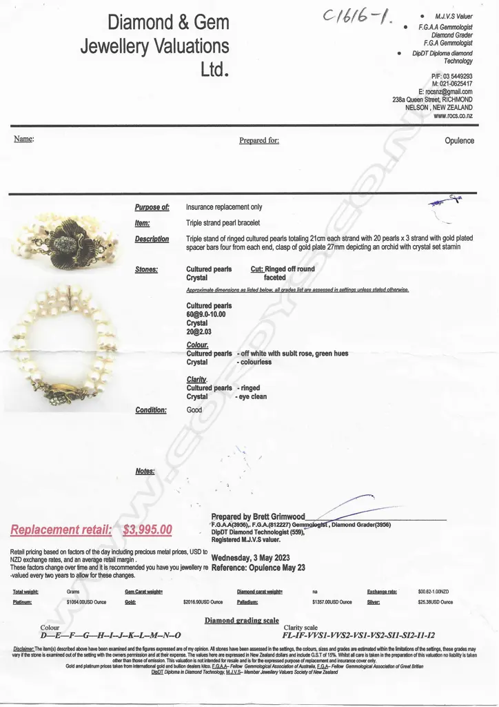 A triple strand pearl bracelet, Image 1++