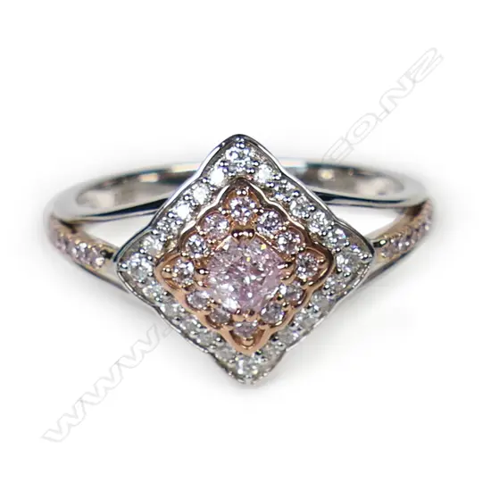 A 14ct white and rose gold pink diamond dress ring,
